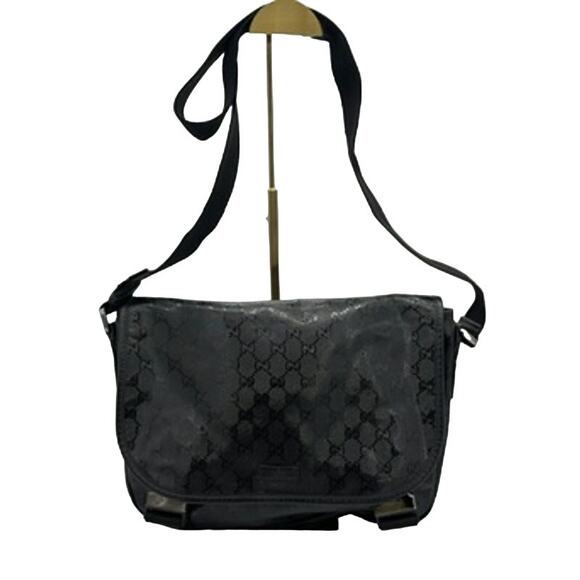 Gucci Men's Messenger GG Supreme Canvas Medium Black Double Buckle‎ Flap - Picture 1 of 16